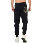 Herren Jogginghose Trainigshose Freizeithose mit Muster. Schwarz-4184 M
