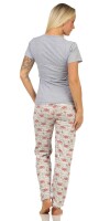 Damen Pyjama Set 3 Teiler Sommer mit Schlafmaske, Baumwolle 64 S