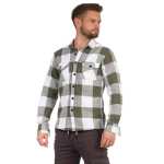 Herren Holzfäller Hemd Karohemd Freizeithemd Langarm, Oliv-Schwarz XL