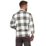 Herren Holzfäller Hemd Karohemd Freizeithemd Langarm, Oliv-Schwarz XL
