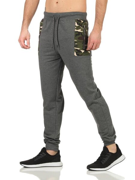 Herren Jogginghose Trainigshose Freizeithose mit Muster. Dunkelgrau-4184 2XL