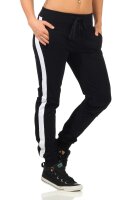 Damen Jogging Hose Sport mit Taschen Streifen;...