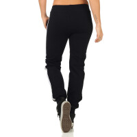 Damen Jogging Hose Sport mit Taschen Streifen;   Dunkelblau-Weiß XXL/44