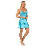 Damen Negligé Satin Nachtkleid Reizwäsche mit...