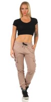 Damen Jogginghose Sporthose Fitness Freizeithose mit seitentaschen,  Altrosa L