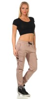 Damen Jogginghose Sporthose Fitness Freizeithose mit seitentaschen,  Altrosa L