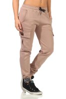 Damen Jogginghose Sporthose Fitness Freizeithose mit seitentaschen,  Altrosa XL