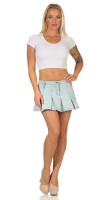 Damen Jeans Minirock Faltenrock, Hellblau S