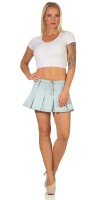 Damen Jeans Minirock Faltenrock, Hellblau S