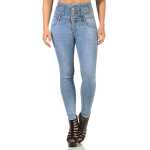 Damen Jeans Hose Risse Hochbund Röhrenjeans Skinny Slim Fit Stretch,