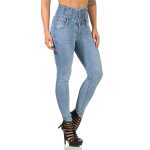 Damen Jeans Hose Risse Hochbund Röhrenjeans Skinny Slim Fit Stretch,
