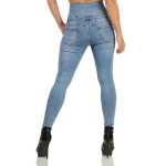 Damen Jeans Hose Risse Hochbund Röhrenjeans Skinny Slim Fit Stretch,