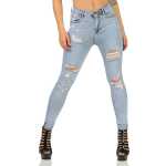 Damen Jeans Hose Risse Hochbund Röhrenjeans Skinny Slim Fit Stretch,