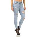 Damen Jeans Hose Risse Hochbund Röhrenjeans Skinny Slim Fit Stretch,