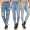 Damen Jeans Hose Risse Hochbund Röhrenjeans Skinny Slim Fit Stretch,