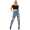 Damen Jeans Hose Risse Hochbund Röhrenjeans Skinny Slim Fit Stretch,