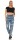 Damen Jeans Hose Risse Hochbund Röhrenjeans Skinny Slim Fit Stretch, Blau-024-2 M/38
