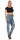 Damen Jeans Hose Risse Hochbund Röhrenjeans Skinny Slim Fit Stretch, Blau-024-2 M/38