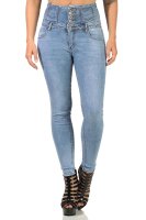 Damen Jeans Hose Risse Hochbund Röhrenjeans Skinny...