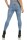 Damen Jeans Hose Risse Hochbund Röhrenjeans Skinny Slim Fit Stretch, Hellblau-376 L/40