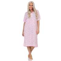 Damen Nachthemd Sleepshirt Nachtwäsche mit Muster, Rosa/XL/42