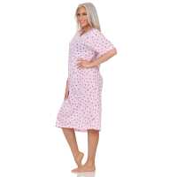 Damen Nachthemd Sleepshirt Nachtwäsche mit Muster, Rosa/XL/42