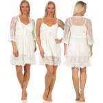 Damen 2-Teiler Kimono Negligé Set – Spitzen...