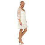 Damen 2-Teiler Kimono Negligé Set – Spitzen Kimono & Slipdress Seidenrobe Satin Reizwäsche mit Spitze;