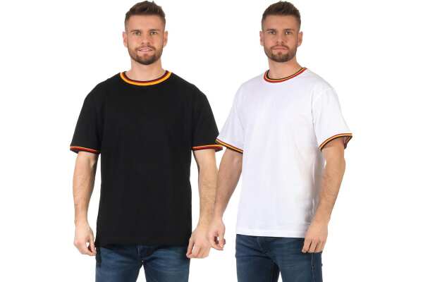 Herren T-Shirt kurzarm 100% Baumwolle  Fußball  Fan Trikot  Schwarz-Rot-Gold