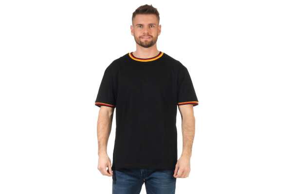 Herren T-Shirt kurzarm schwarz weiß 100% Baumwolle Schwarz S