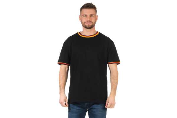 Herren T-Shirt kurzarm schwarz weiß 100% Baumwolle Schwarz M