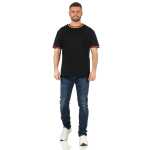 Herren T-Shirt kurzarm schwarz weiß 100% Baumwolle Schwarz M