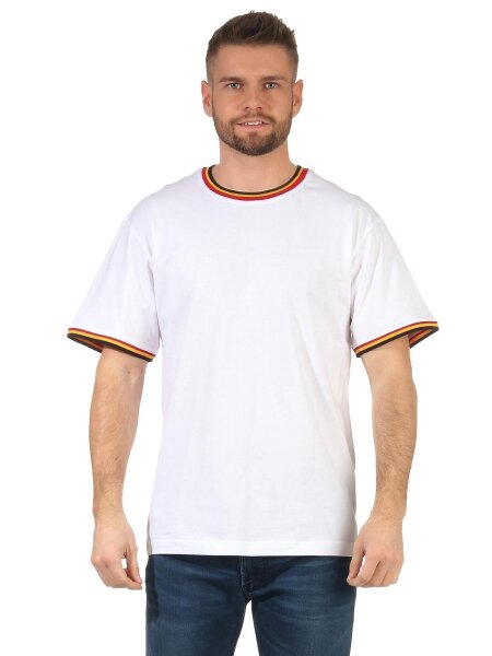 Herren T-Shirt kurzarm schwarz weiß 100% Baumwolle Weiß L