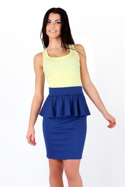 Damen Eleganter Rock Minirock mit Schößchen; Blau/L/XL