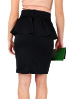 Damen Eleganter Rock Minirock mit Schößchen; Schwarz/L/XL