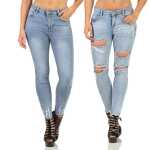 Damen Jeans Hose Risse Röhrenjeans Skinny Slim Fit...