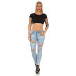 Damen Jeans Hose Risse Röhrenjeans Skinny Slim Fit Stretch,
