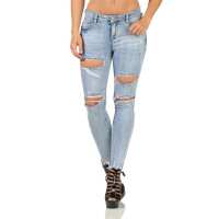 Damen Jeans Hose Risse Röhrenjeans Skinny Slim Fit Stretch, Hellblau-279 S/36