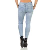 Damen Jeans Hose Risse Röhrenjeans Skinny Slim Fit Stretch, Hellblau-279 S/36