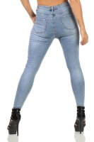Damen Jeans Hose Risse Röhrenjeans Skinny Slim Fit Stretch, Hellblau-385 S/36