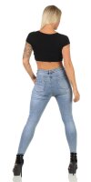 Damen Jeans Hose Risse Röhrenjeans Skinny Slim Fit Stretch, Hellblau-385 S/36
