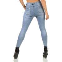 Damen Jeans Hose Risse Röhrenjeans Skinny Slim Fit Stretch, Hellblau-385 M/38