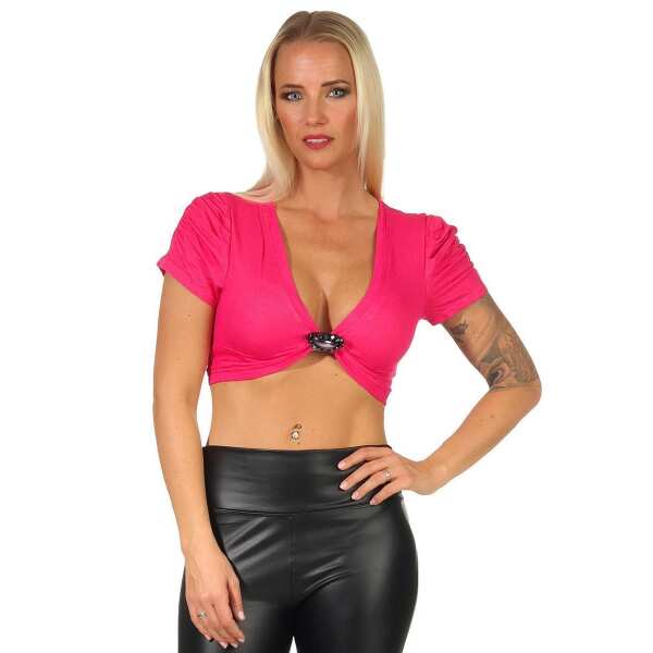 Bolero kurzarm mit Brosche 4 Farben,  Pink S/M