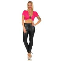 Bolero kurzarm mit Brosche 4 Farben,  Pink S/M