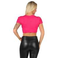 Bolero kurzarm mit Brosche 4 Farben,  Pink S/M
