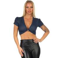 Bolero kurzarm mit Brosche 4 Farben,  Dunkelblau S/M