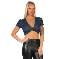 Bolero kurzarm mit Brosche 4 Farben,  Dunkelblau S/M