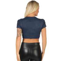 Bolero kurzarm mit Brosche 4 Farben,  Dunkelblau S/M