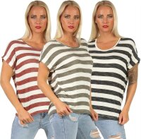 Damen T-Shirt Gestreift Shirts Kurzarm Sommer, S M L XL