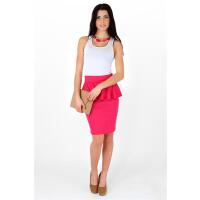 Damen Eleganter Rock Minirock mit Schößchen; Pink/L/XL